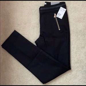 NWOT H&M Black Dress Pants w/ Leather Trim